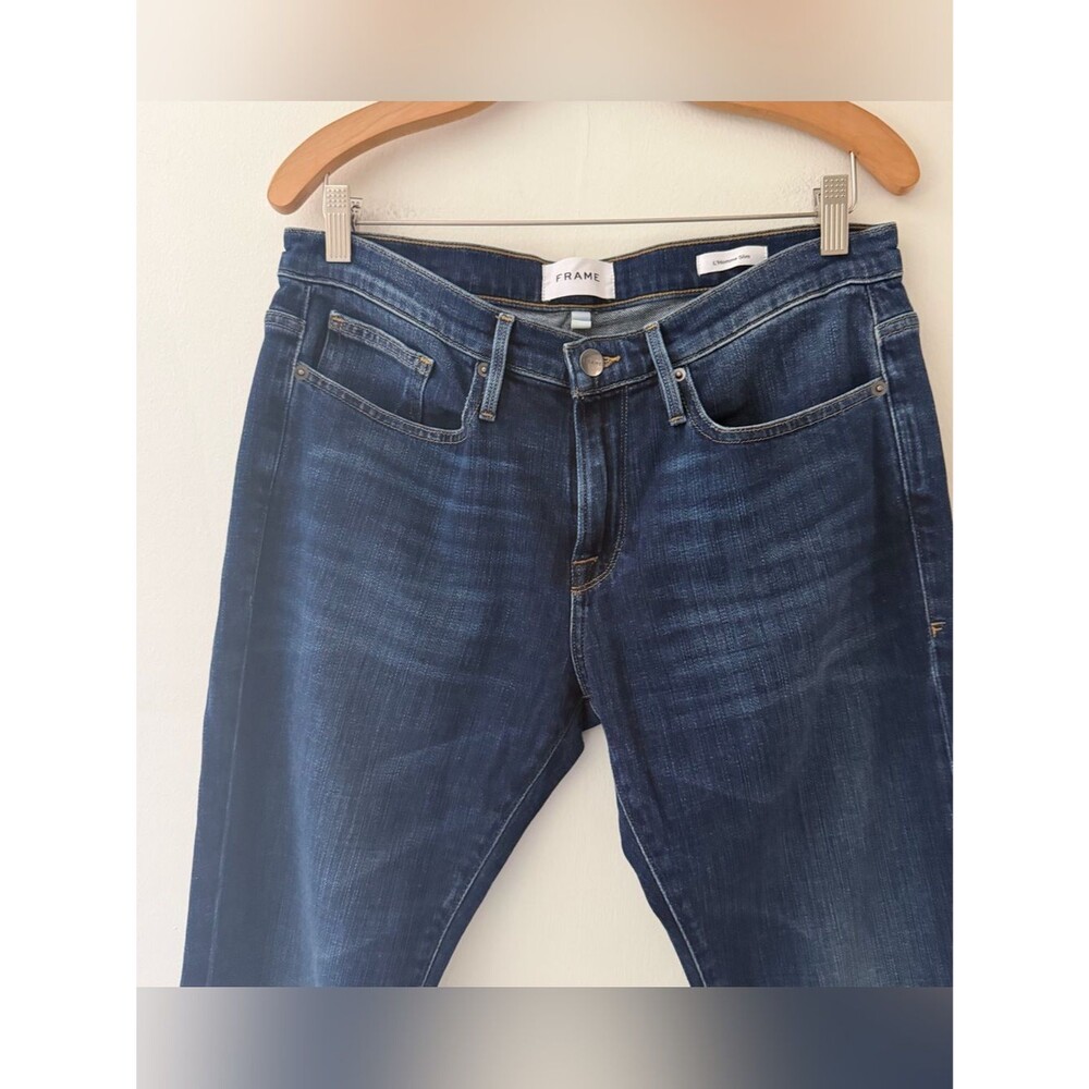 Frame NWT Jeans L’Homme Slim Blue Denim Dark Stretch Wash Size 32 Classic - Picture 8 of 9